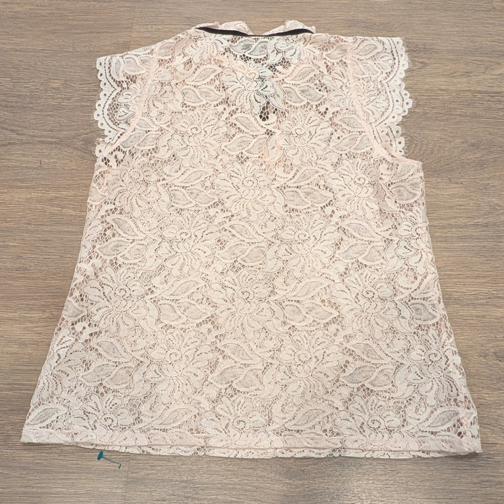 Soft Blush Pink Romantic Lace Top w/Bow | Coquette Balletcore Vibes size S/M - Picture 7 of 7